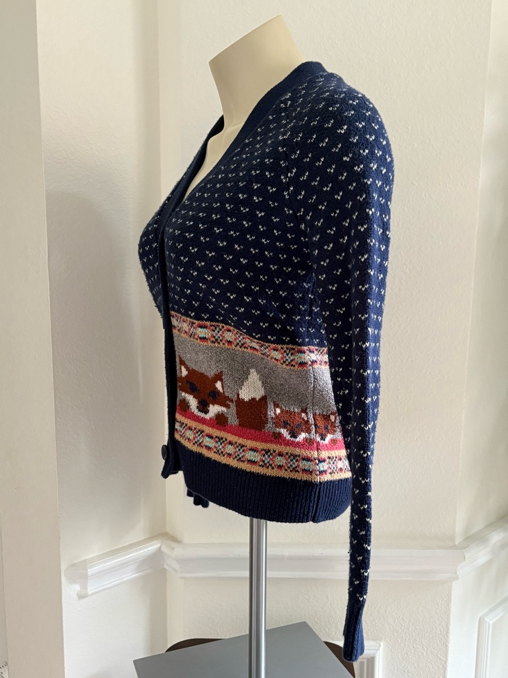 Urban Outfitters Cooperative Navy Fox-Pocket Knit Cardigan Sweater - Picture 6 of 10